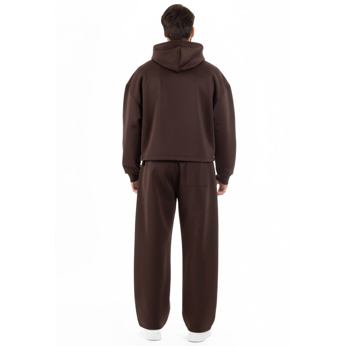 Men's Cropped Hoodie Set | Baggy Trousers | Brown
