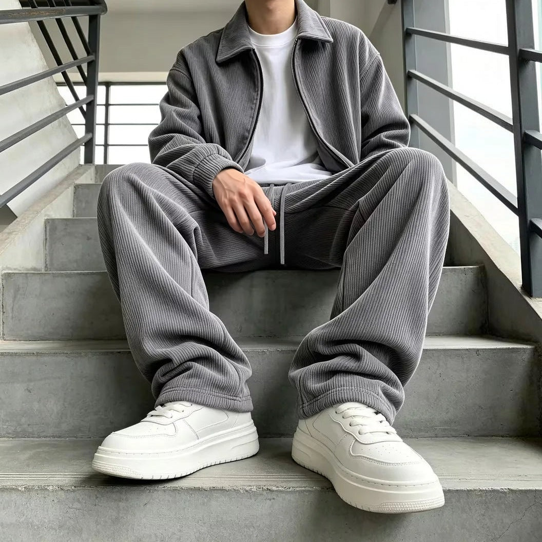 Men's Corduroy Lounge Set | Zip Jacket | Wide Trousers