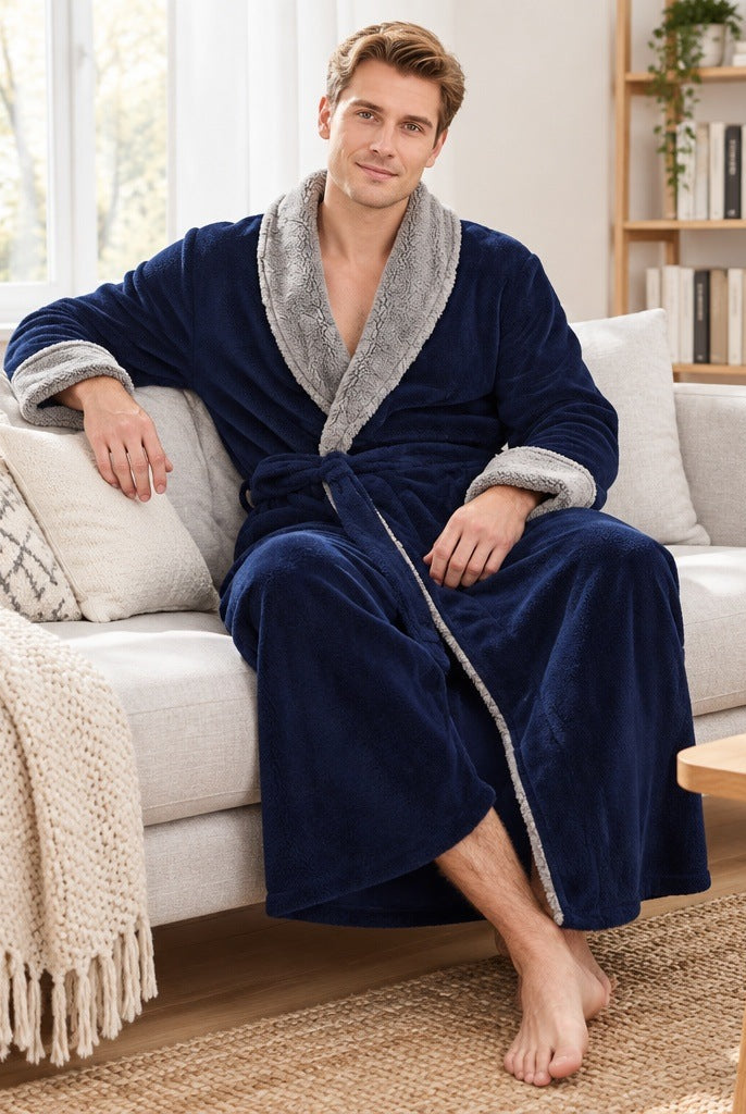 Men's Coral Fleece Dressing Gown | Shawl Collar | 3 Colours