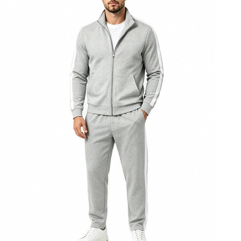 Men's Contrast Stripe Tracksuit | Stand Collar Jacket | 7 Colours