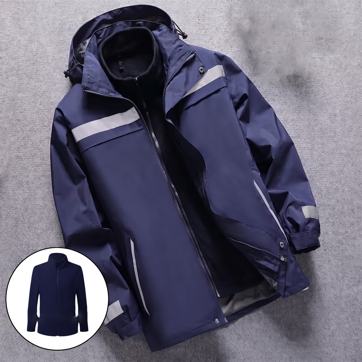 Men's 3-in-1 Jacket | Reflective | Detachable Fleece Liner | Hooded