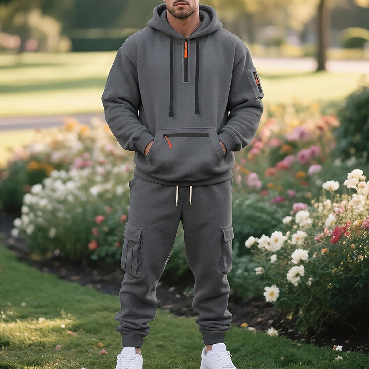 Men's Cargo Tracksuit | Hoodie with Zip Pockets | 6 Colours