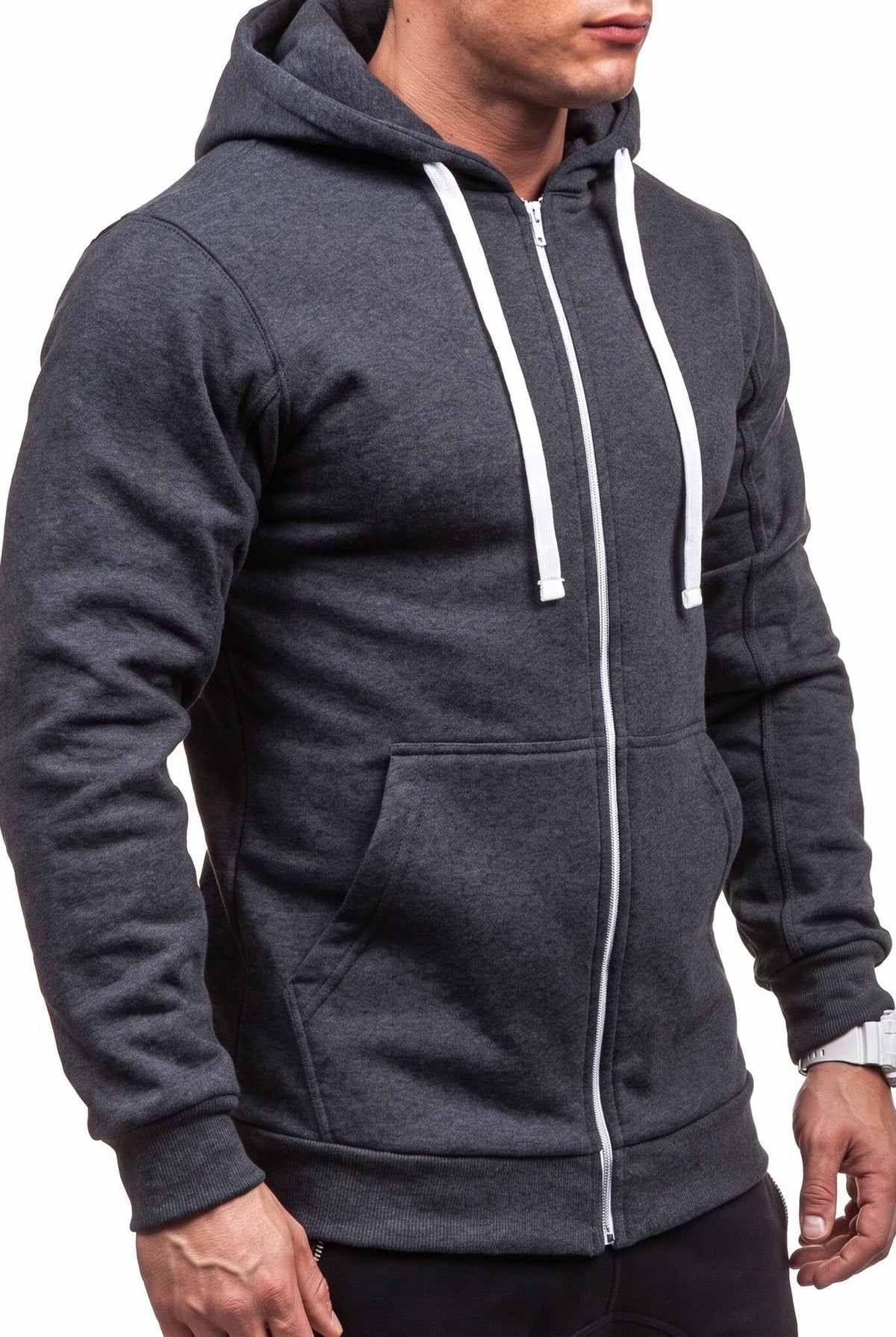 Men's Fleece Zip Hoodie | Drawstring Hood | Front Pockets | 4 Colours