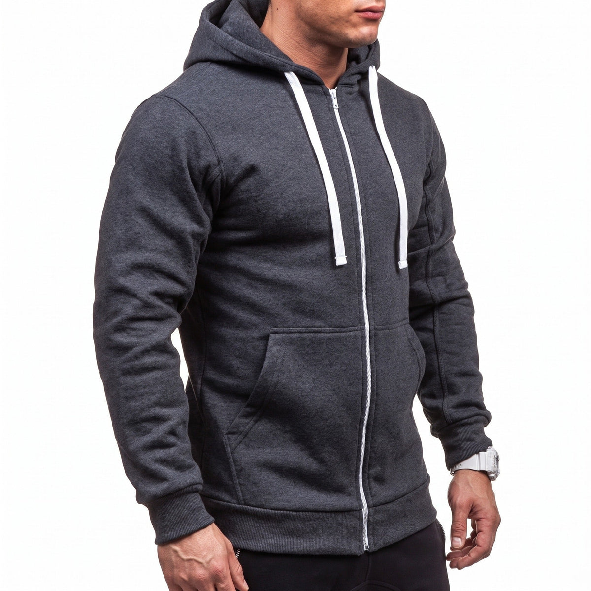 Men's Fleece Zip Hoodie | Drawstring Hood | Front Pockets | 4 Colours