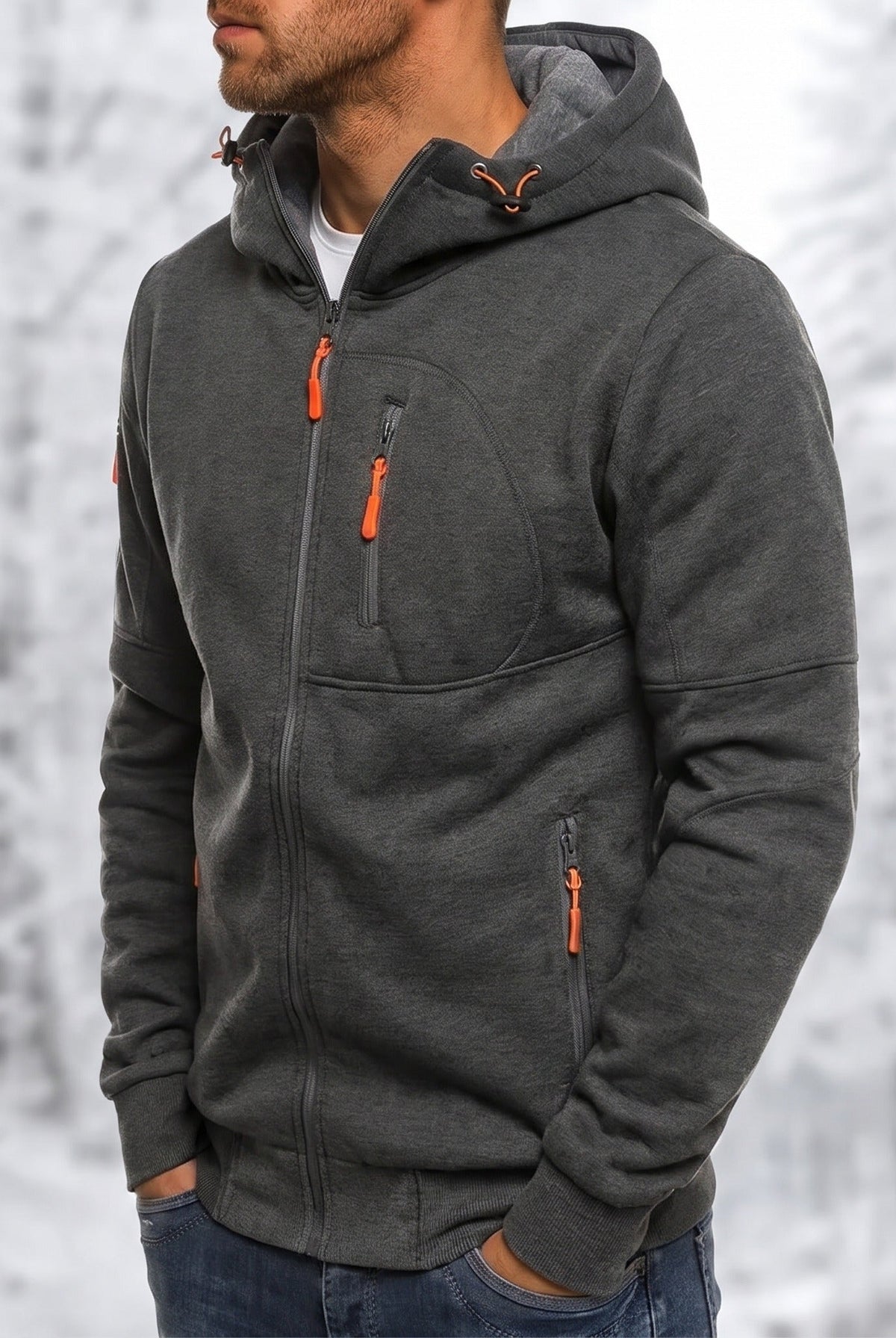 Men's Zip Hoodie with Chest and Sleeve Pockets | 9 Colours