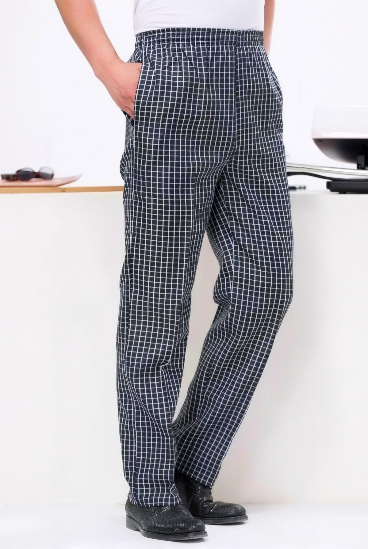 Men's Chef Trousers | Elasticated Waist | Side Pockets | Cotton Blend