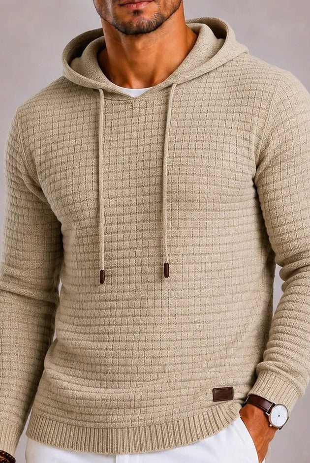 Men's Waffle Knit Hoodie with Hem Patch | 5 Colours