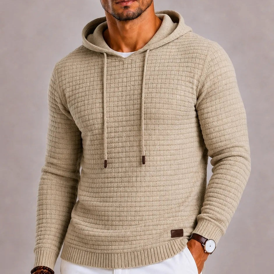 Men's Waffle Knit Hoodie with Hem Patch | 5 Colours