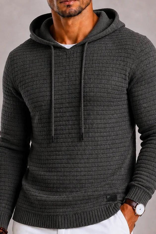 Men's Waffle Knit Hoodie with Hem Patch | 5 Colours