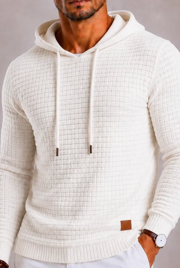 Men's Waffle Knit Hoodie with Hem Patch | 5 Colours