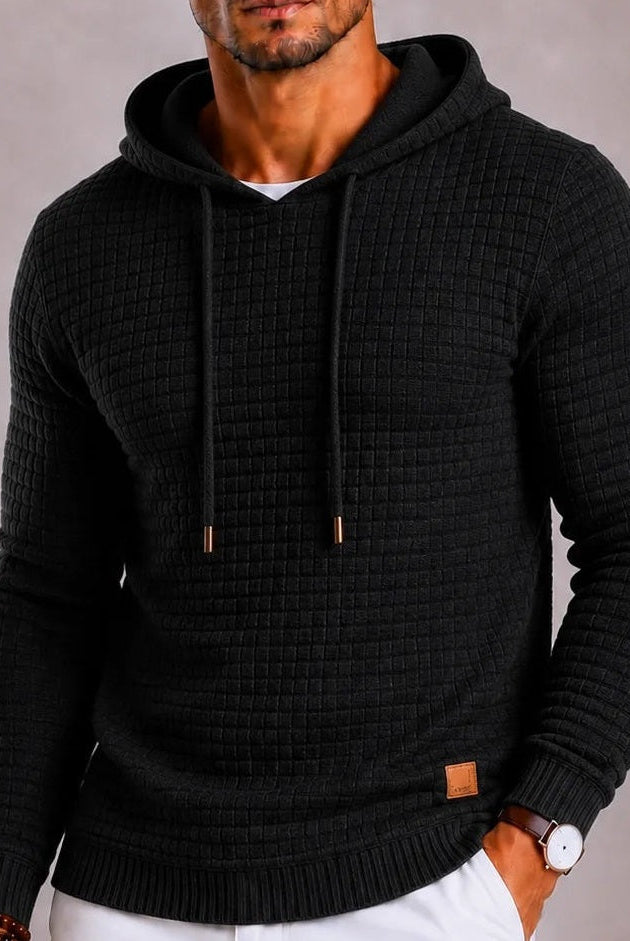 Men's Waffle Knit Hoodie with Hem Patch | 5 Colours