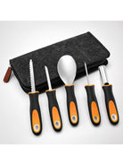 Pumpkin carving kit with five tools and case