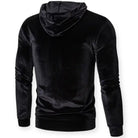 Men's velvet hoodie in black, back view