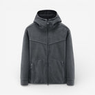 Men's hooded fleece zip jacket in dark grey, front view