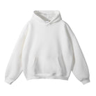 Men's oversized pullover hoodie in white, front view