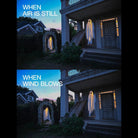 Ghost on the swing in still air and when the wind blows