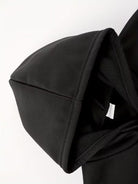 Men's soft-lined winter hoodie in black, close-up of the hood