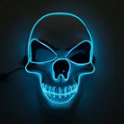 Light blue LED skull mask glowing in the dark