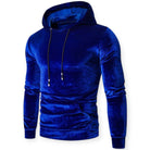 Men's velvet hoodie in royal blue, front view