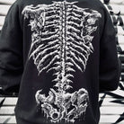 Skeleton hoodie, back view with the spine print