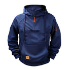 Navy half-zip hoodie with a zipped pocket on the upper sleeve | Chaps London