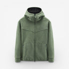 Men's hooded fleece zip jacket in sage green, front view
