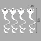 Size chart showing four white ghost swirl decorations with measurement arrows | Chaps London