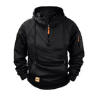 Black half-zip hoodie with a large kangaroo pocket | Chaps London