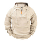Beige half-zip hoodie with raglan sleeves and a banded hem | Chaps London