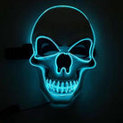 Light blue light-up skull mask, front view
