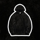 Men's fluffy borg hoodie in black, front view