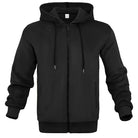 Men's waffle zip hoodie in black, front view