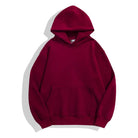 Men's heavyweight cotton hoodie in burgundy, front view