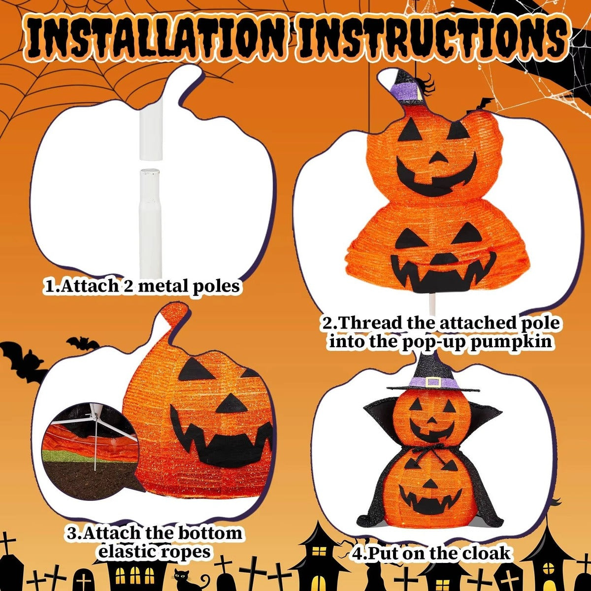 Assembling the collapsible pumpkin in 4 steps