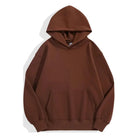 Men's heavyweight cotton hoodie in brown, front view