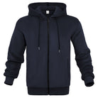 Men's waffle zip hoodie in navy, front view