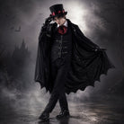Man in the vampire costume on a misty night