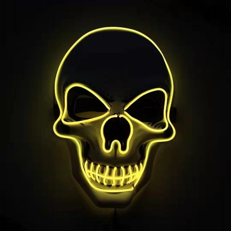 Yellow LED skull mask glowing