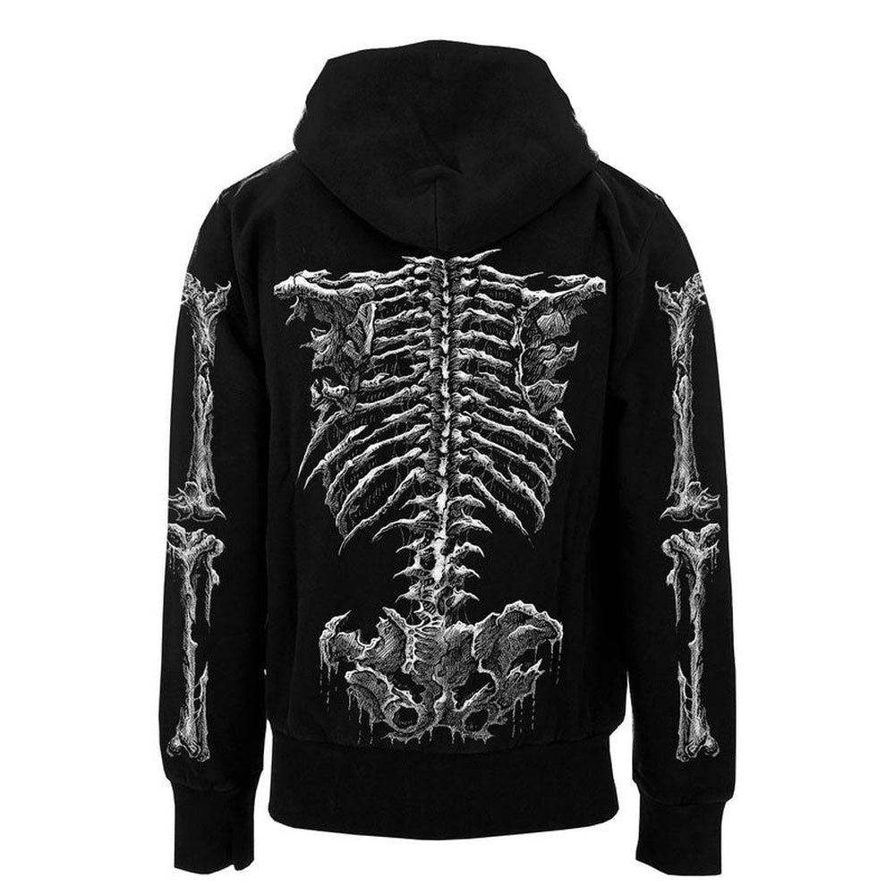 Skeleton hoodie with hood, back view