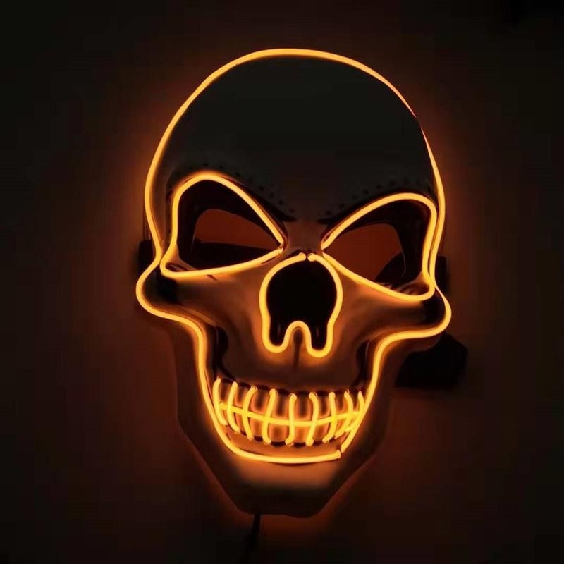 Orange LED skull mask glowing