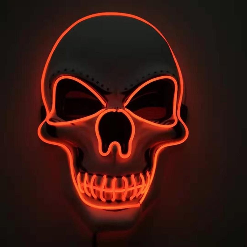 Red LED skull mask glowing