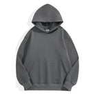 Men's heavyweight cotton hoodie in dark grey, front view