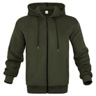 Men's waffle zip hoodie in dark green, front view