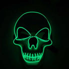 Green light-up skull mask, front view