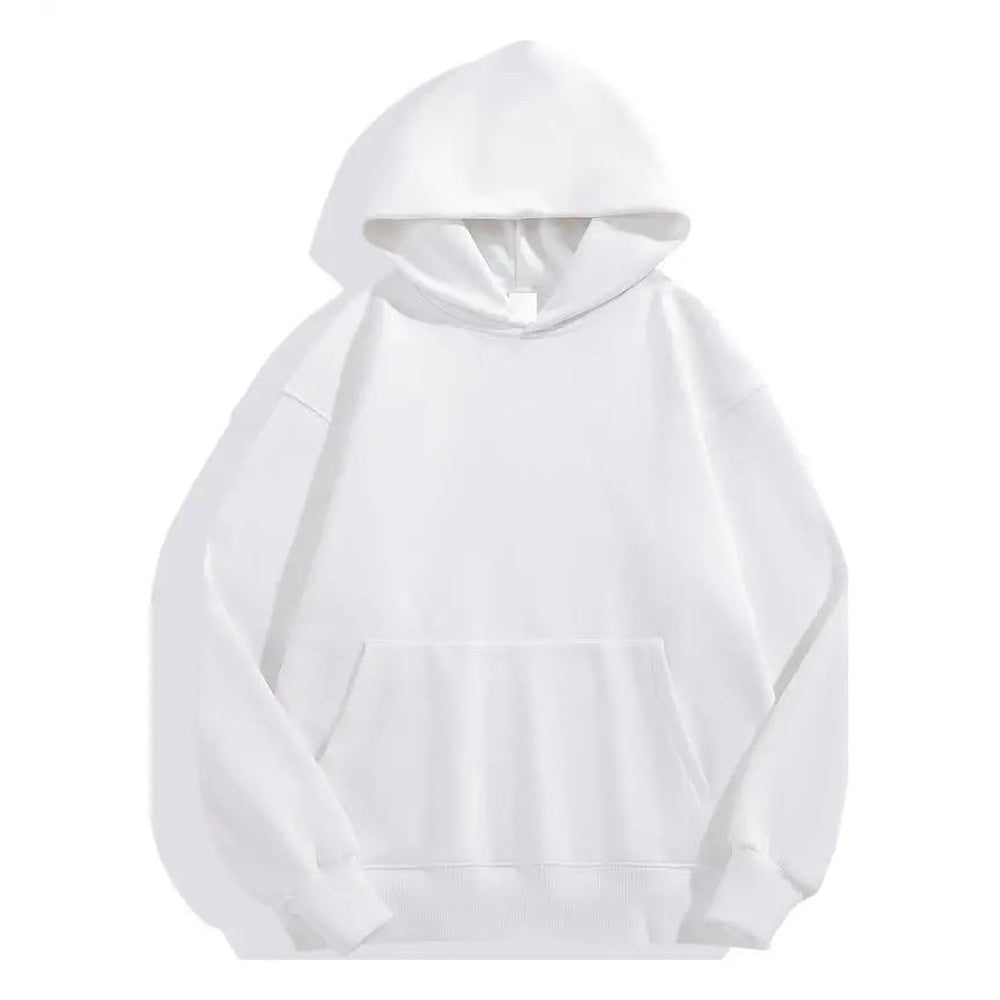 Men's heavyweight cotton hoodie in white, front view