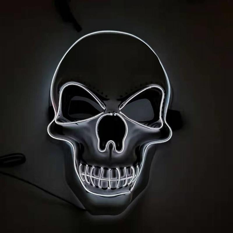 White LED skull mask glowing