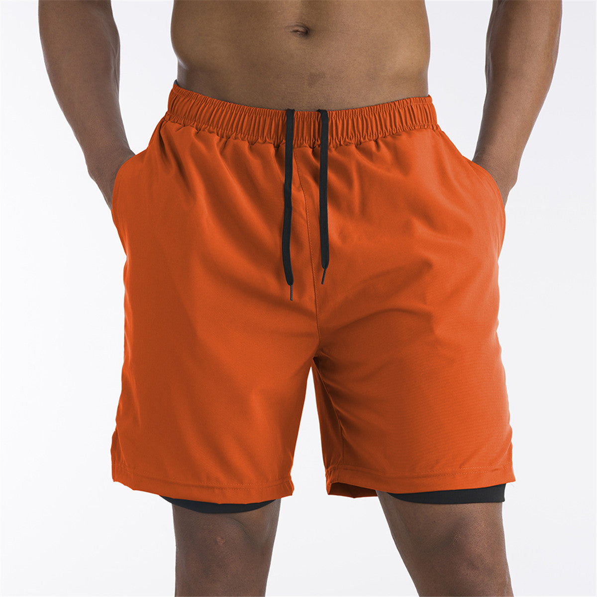 2-in-1 Shorts | Pockets | Workout | Running Shorts | Men's Shorts-Sportbroek man-Chaps London-Orange-S-Chaps London