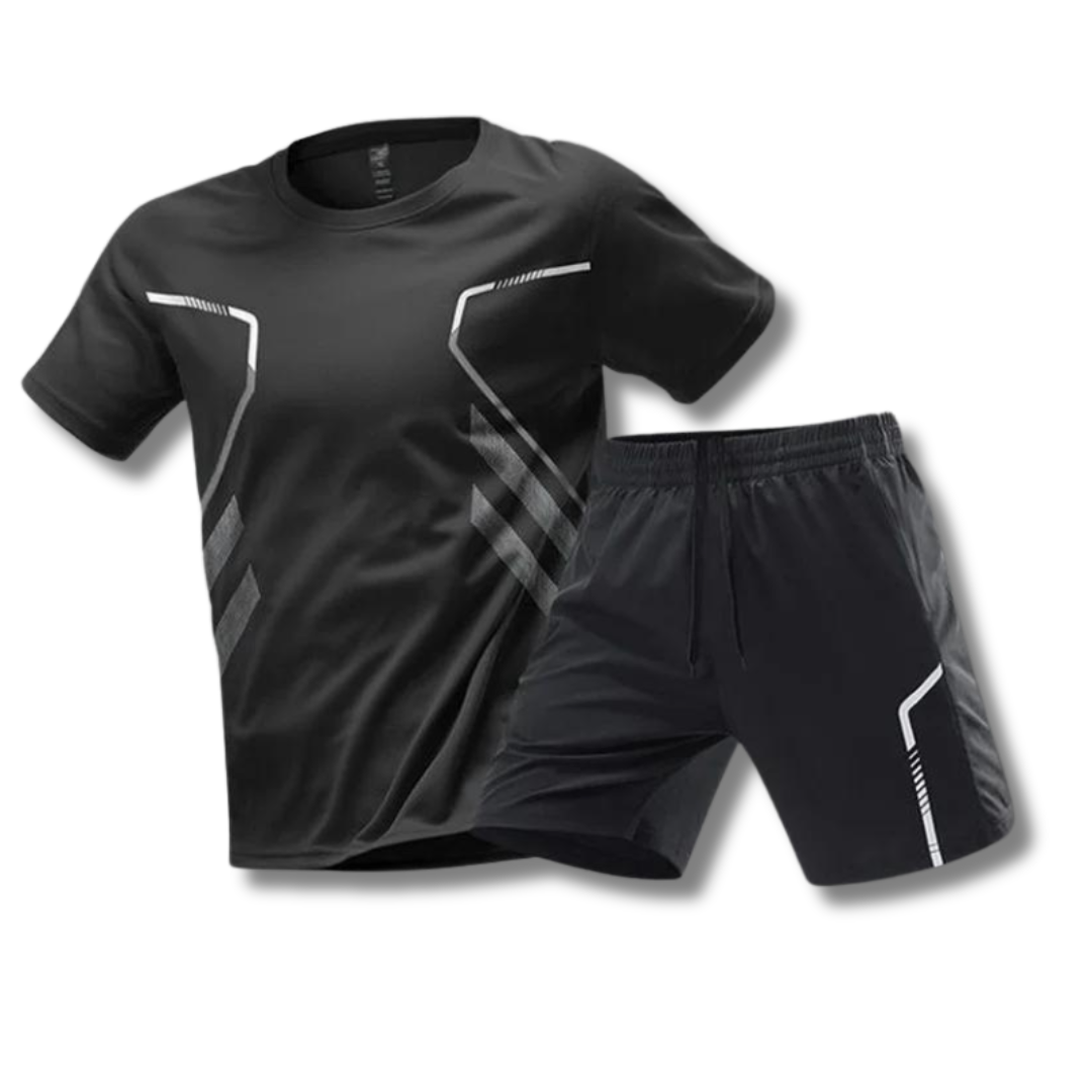 Activewear Set - T-Shirt - Shorts - Gym Clothes - Exercise Clothes for Men -Chaps London-Black-XS-Chaps London