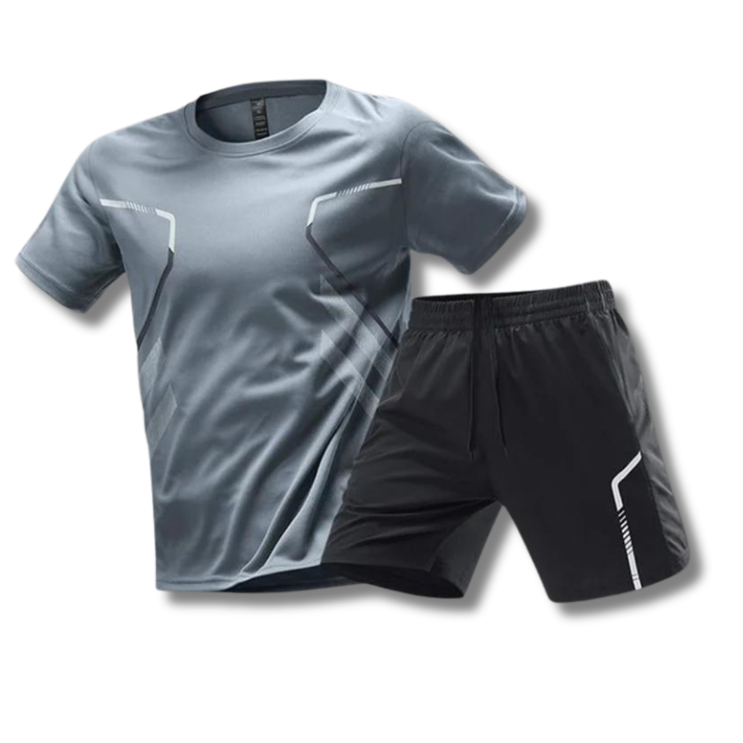 Activewear Set - T-Shirt - Shorts - Gym Clothes - Exercise Clothes for Men -Chaps London-Dark Grey-XS-Chaps London
