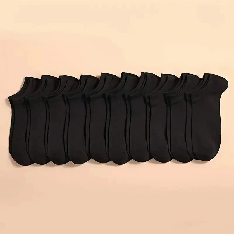 Ankle Socks - Men's Low Cut Breathable Set-Ankle Socks-Chaps London-Black-One size-Chaps London